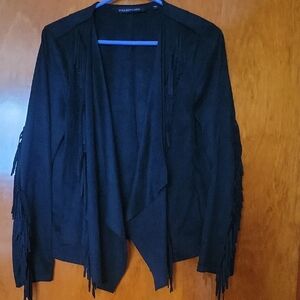 Colleen Lopez Black Fringe Cardigan